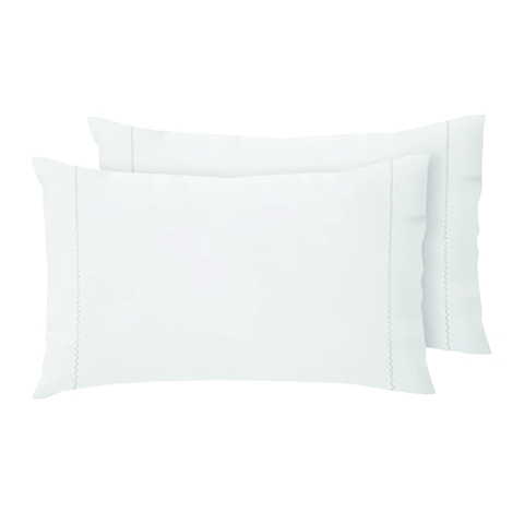 Set 2 federe per cuscini 50x80cm in cotone bianco con patella Toronto Promozione