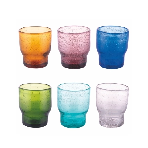 Set 6 bicchieri acqua in vetro multicolore artigianali Unico Daily Promozione