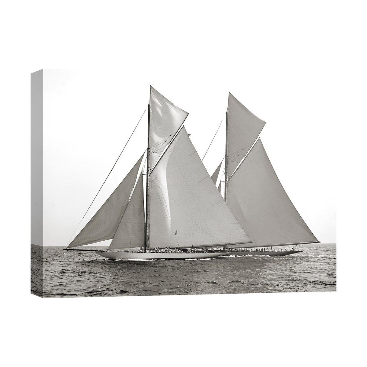 Schwarz-Weiß-Druck auf Leinwand Segelboot Columbia & Shamrock 1901 Aktion Schwarz-Weiß-Druck auf Leinwand Segelboot Columbia & Shamrock 1901 Aktion