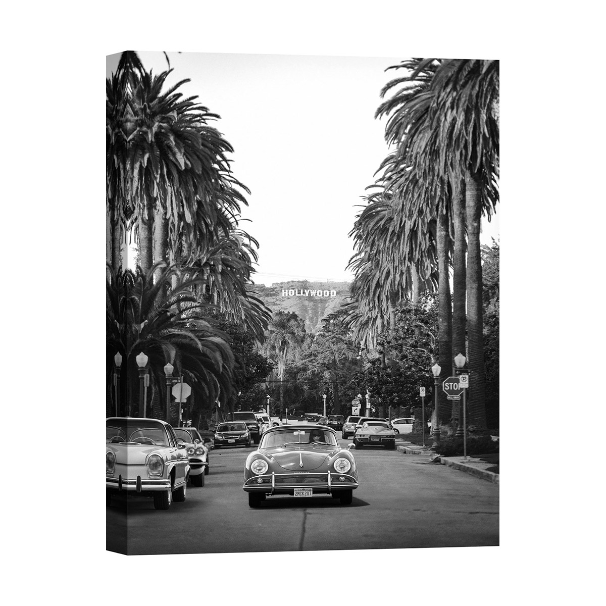 Schwarz-Weiß-Leinwandbild Boulevard in Hollywood Aktion Schwarz-Weiß-Leinwandbild Boulevard in Hollywood Aktion