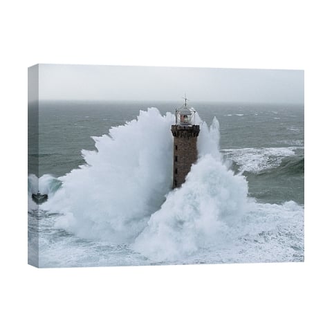 Stampa su tela faraglione sotto tempesta Phare de Kéréon Jean Guichard Promozione