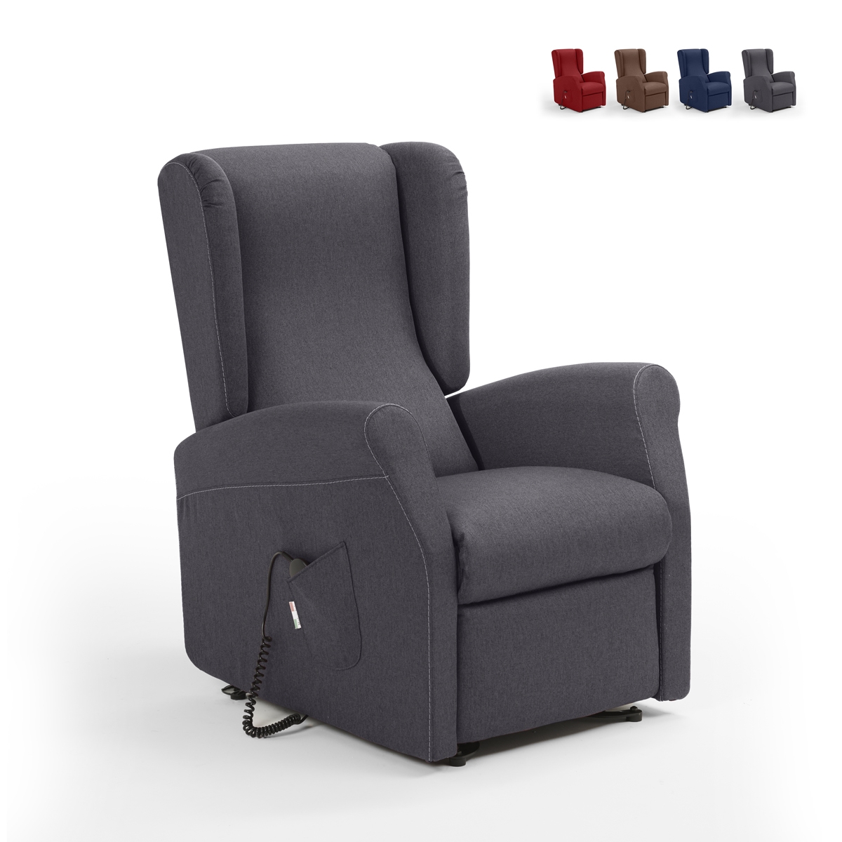 Relaxsessel aus Stoff, 2 Motoren, mit Rollen und Aufstehhilfe Trilly Aktion Relaxsessel aus Stoff, 2 Motoren, mit Rollen und Aufstehhilfe Trilly Aktion