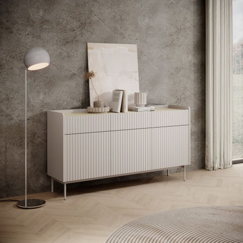 Madia credenza soggiorno design moderno beige 3 cassetti 3 ante Bitter Promozione