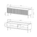 Mobile porta TV basso moderno 2 ante a ribalta beige 153x50x38 Bitter Stock