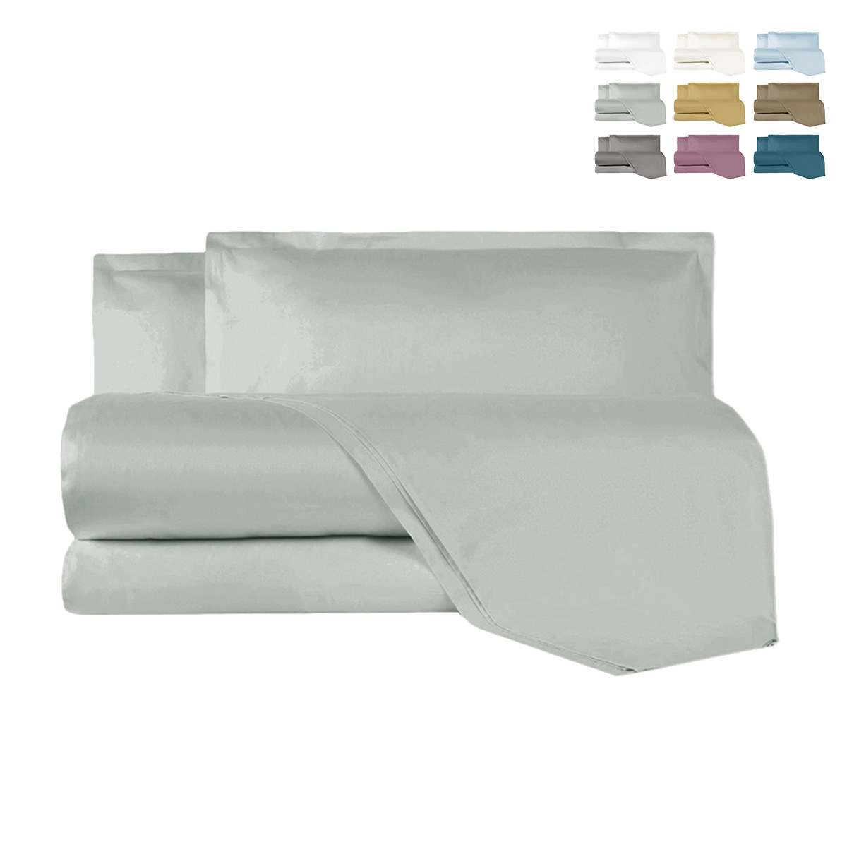Ensemble lit double avec draps et taies d'oreiller en satin Argentario Ensemble lit double avec draps et taies d'oreiller en satin Argentario