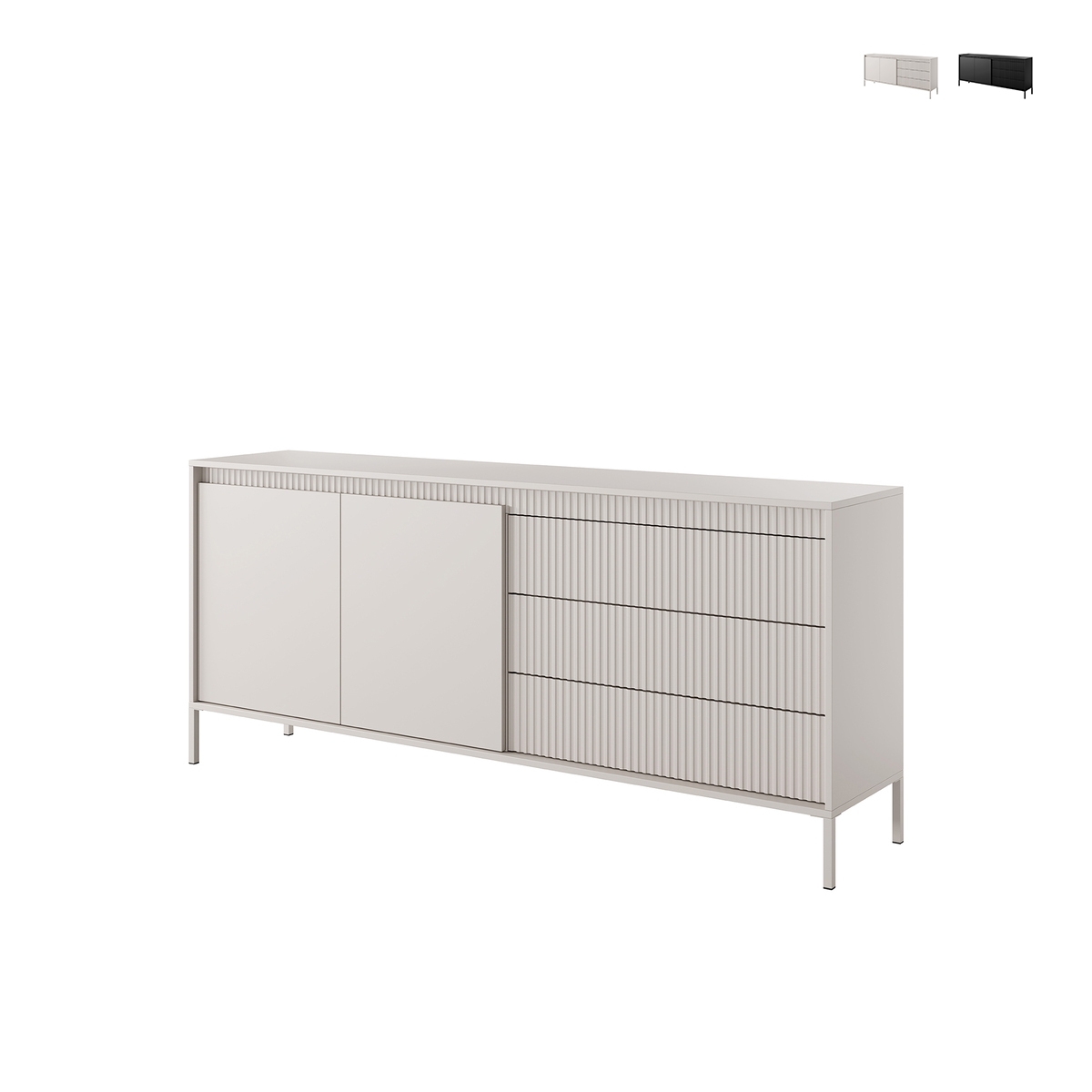 Madia 2 ante 3 cassetti scanalati per soggiorno sala da pranzo Kergi Promozione Madia 2 ante 3 cassetti scanalati per soggiorno sala da pranzo Kergi Promozione