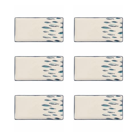 Set 6 piatti rettangolari in ceramica da portata 29x15cm Marechiaro Promozione