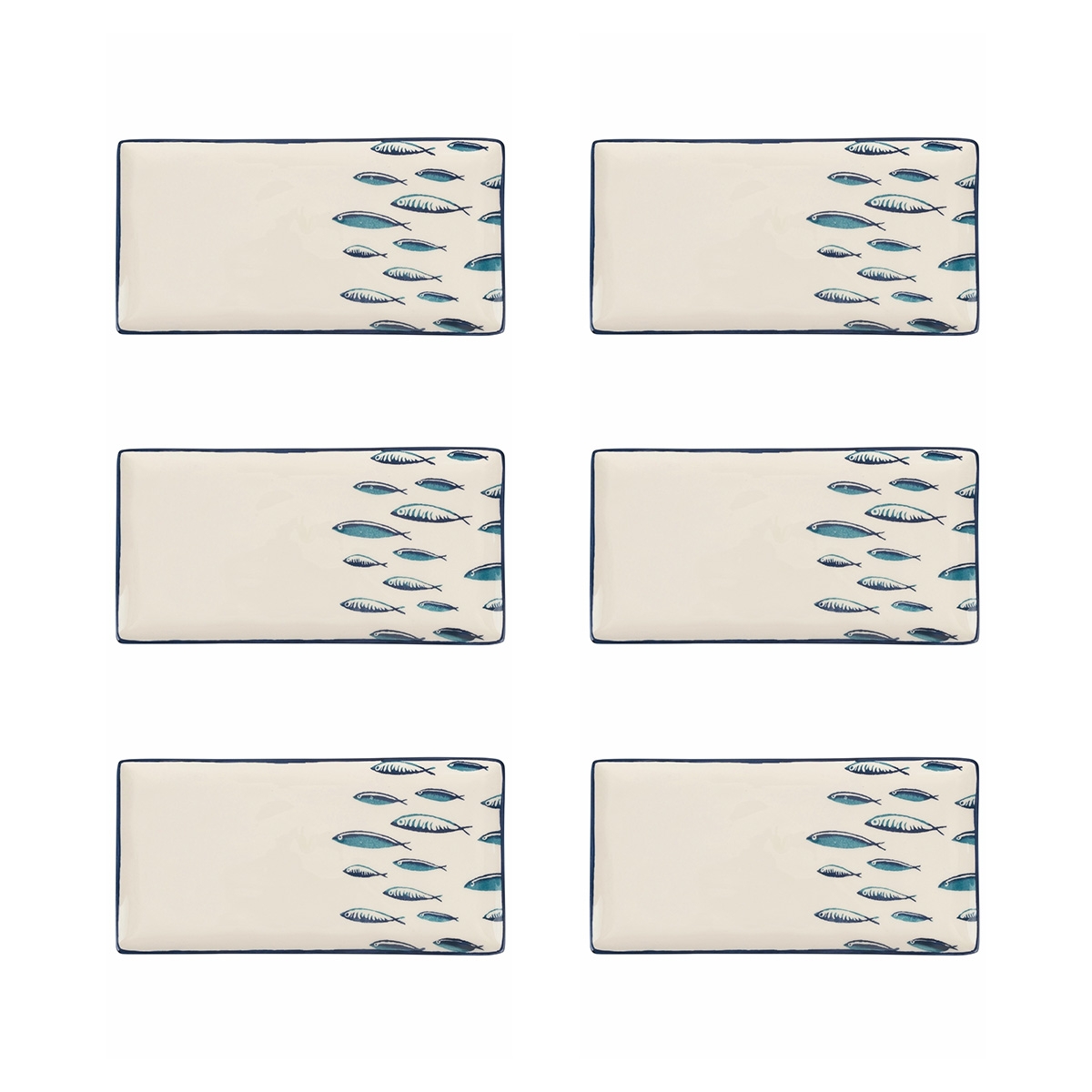 Ensemble de 6 assiettes rectangulaires en céramique de service 29x15cm Marechiaro Promotion Ensemble de 6 assiettes rectangulaires en céramique de service 29x15cm Marechiaro Promotion