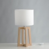 Lampada da tavolo in legno naturale paralume in tessuto bianco Berry LT Promozione