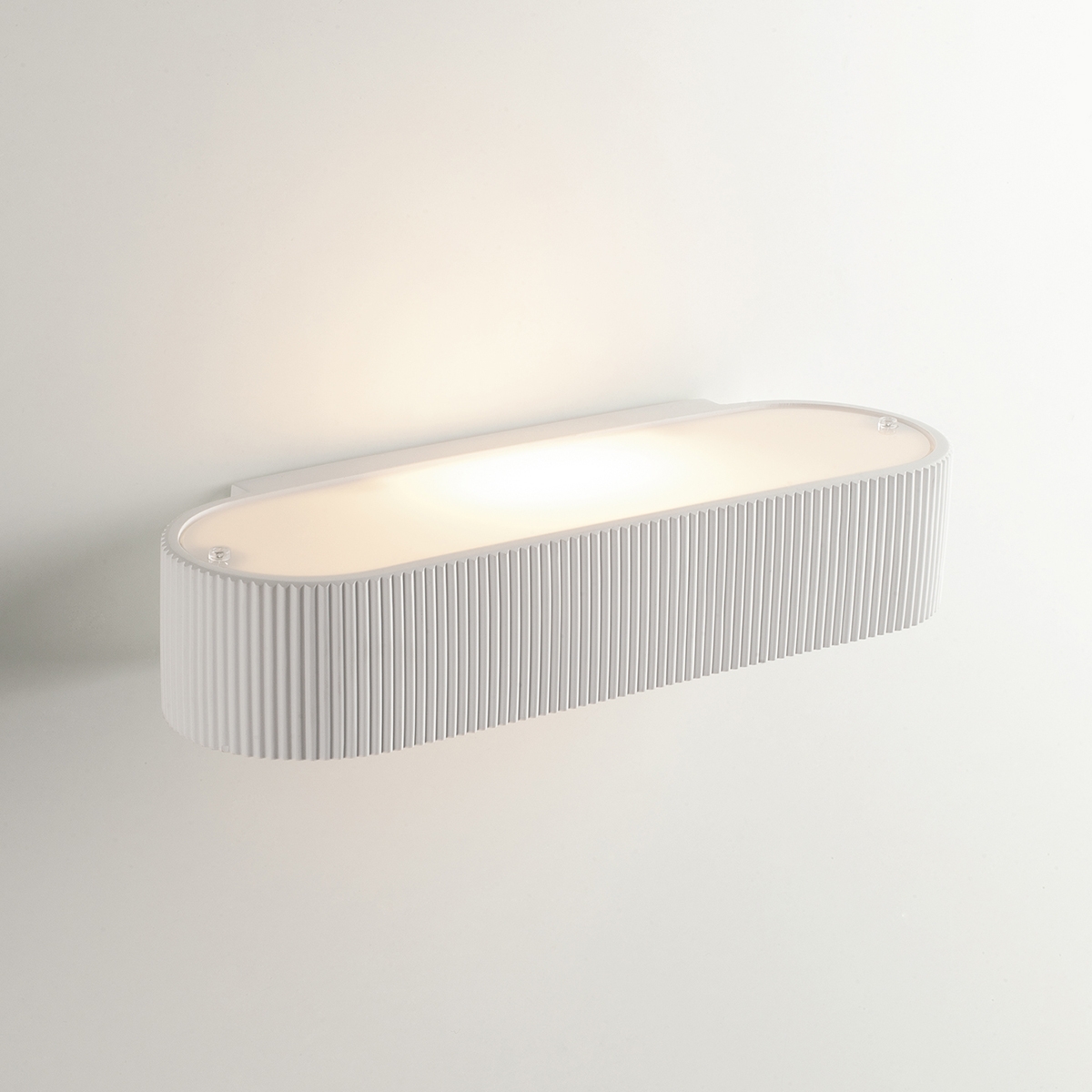Applique ovale moderna da parete in gesso bianco verniciabile Gatsby Promozione Applique ovale moderna da parete in gesso bianco verniciabile Gatsby Promozione