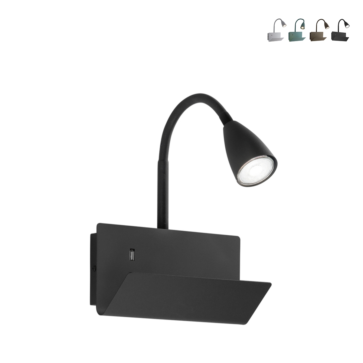 Gpplique da parete in metallo con luce flessibile e presa USB Gulp Promozione Gpplique da parete in metallo con luce flessibile e presa USB Gulp Promozione