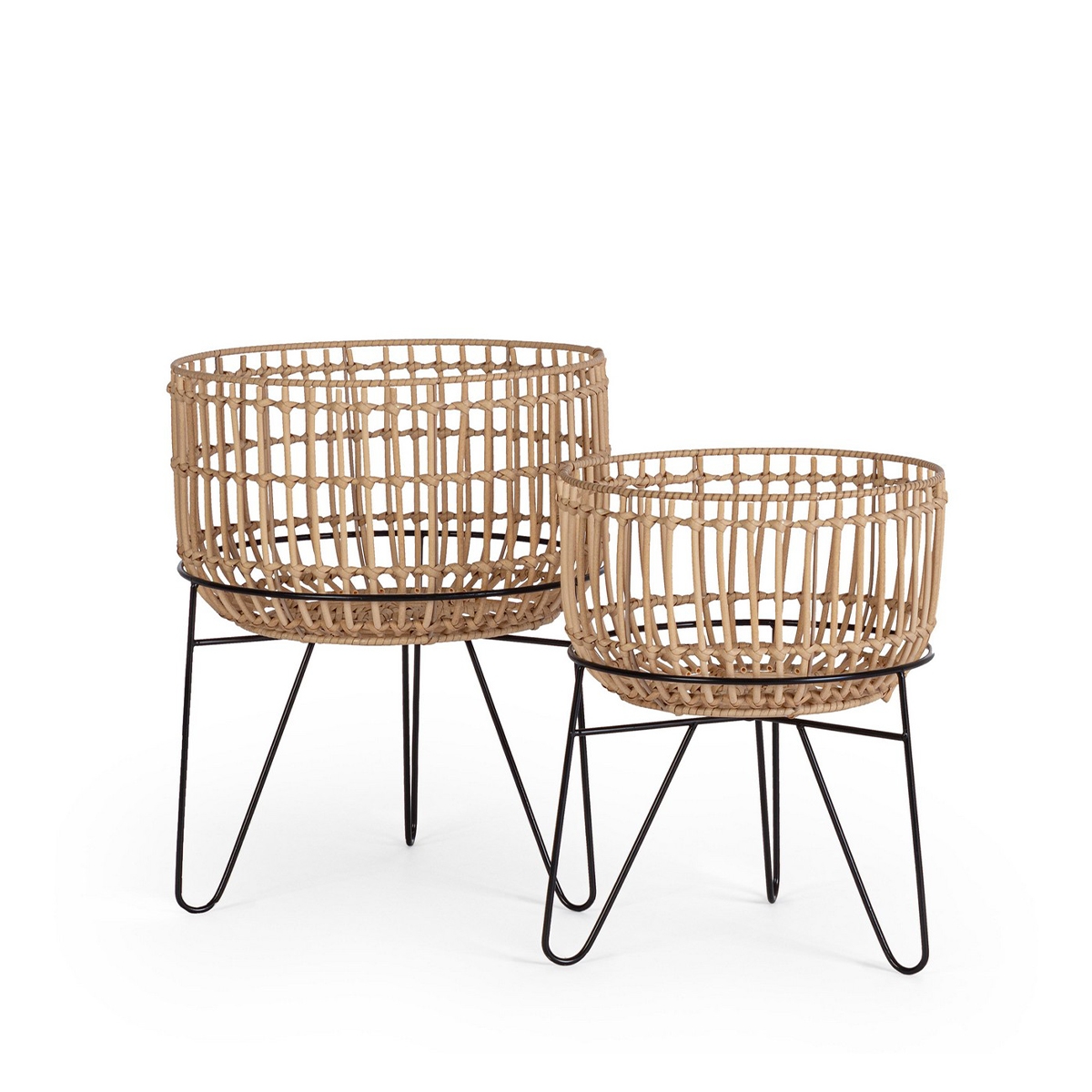 Set 2 porta vasi per piante in rattan stile boho chic Yulian Promozione Set 2 porta vasi per piante in rattan stile boho chic Yulian Promozione