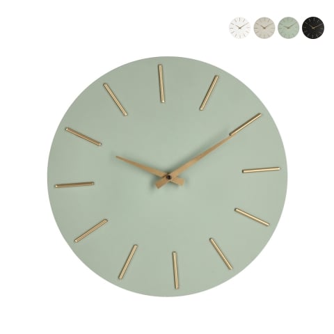 Horloge murale aiguilles dorées design minimaliste rond 40cm Timeline Promotion