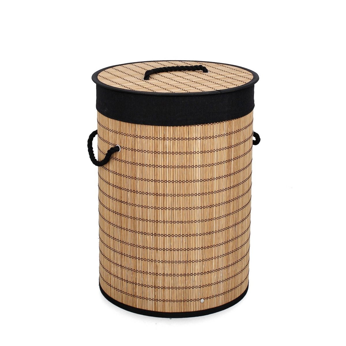 Cesto porta biancheria a cilindrico bambù fodera nera 35x50 Sintia Promozione Cesto porta biancheria a cilindrico bambù fodera nera 35x50 Sintia Promozione