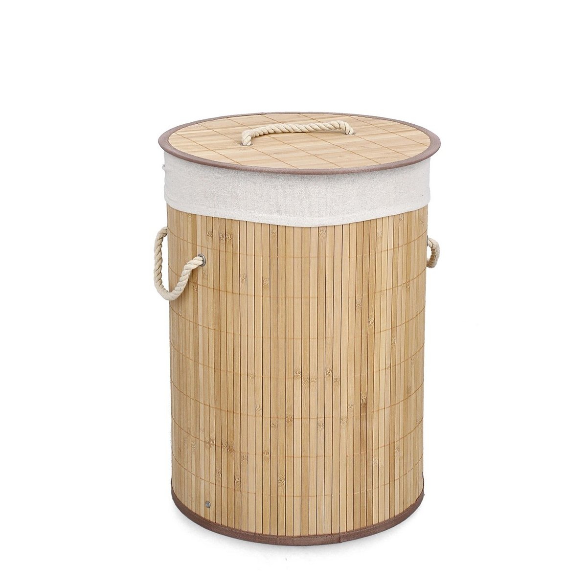Cesto porta biancheria tondo bambù con fodera bianca 35x50cm Ananda Promozione Cesto porta biancheria tondo bambù con fodera bianca 35x50cm Ananda Promozione
