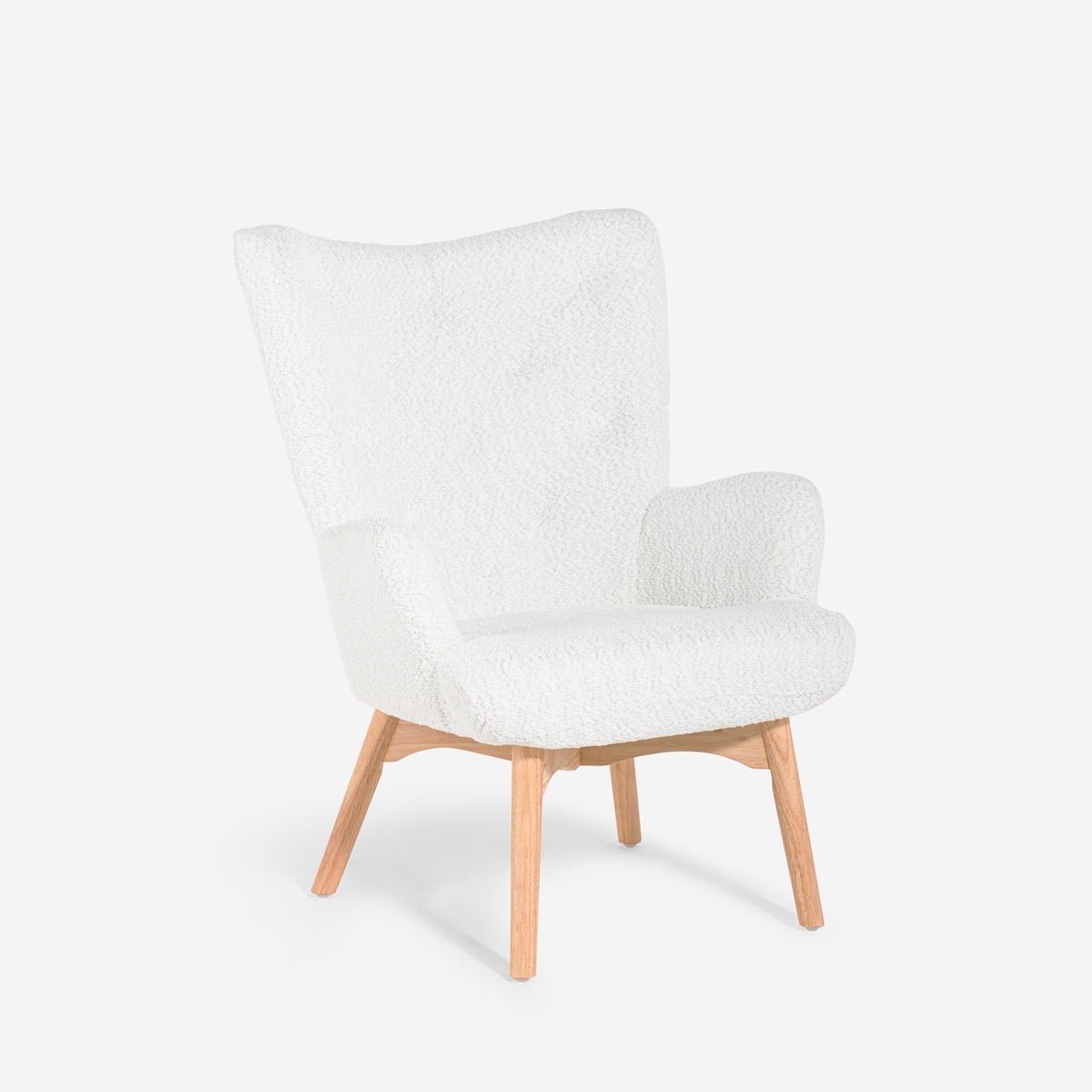 Moderne Poltrona im Bergère-Stil aus weißem Bouclé-Stoff Wani Aktion Moderne Poltrona im Bergère-Stil aus weißem Bouclé-Stoff Wani Aktion