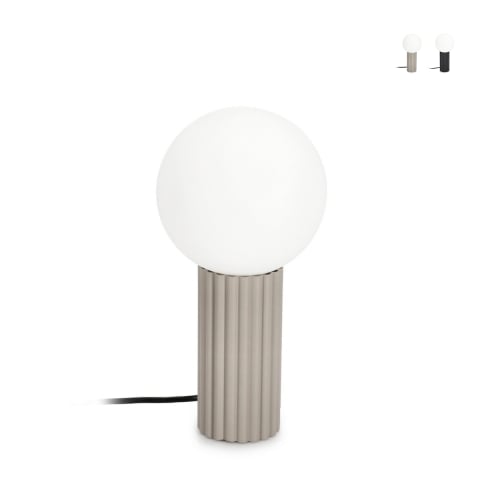 Lampada da tavolo stile minimale Ø15x30cm paralume tondo vetro Delphine Promozione