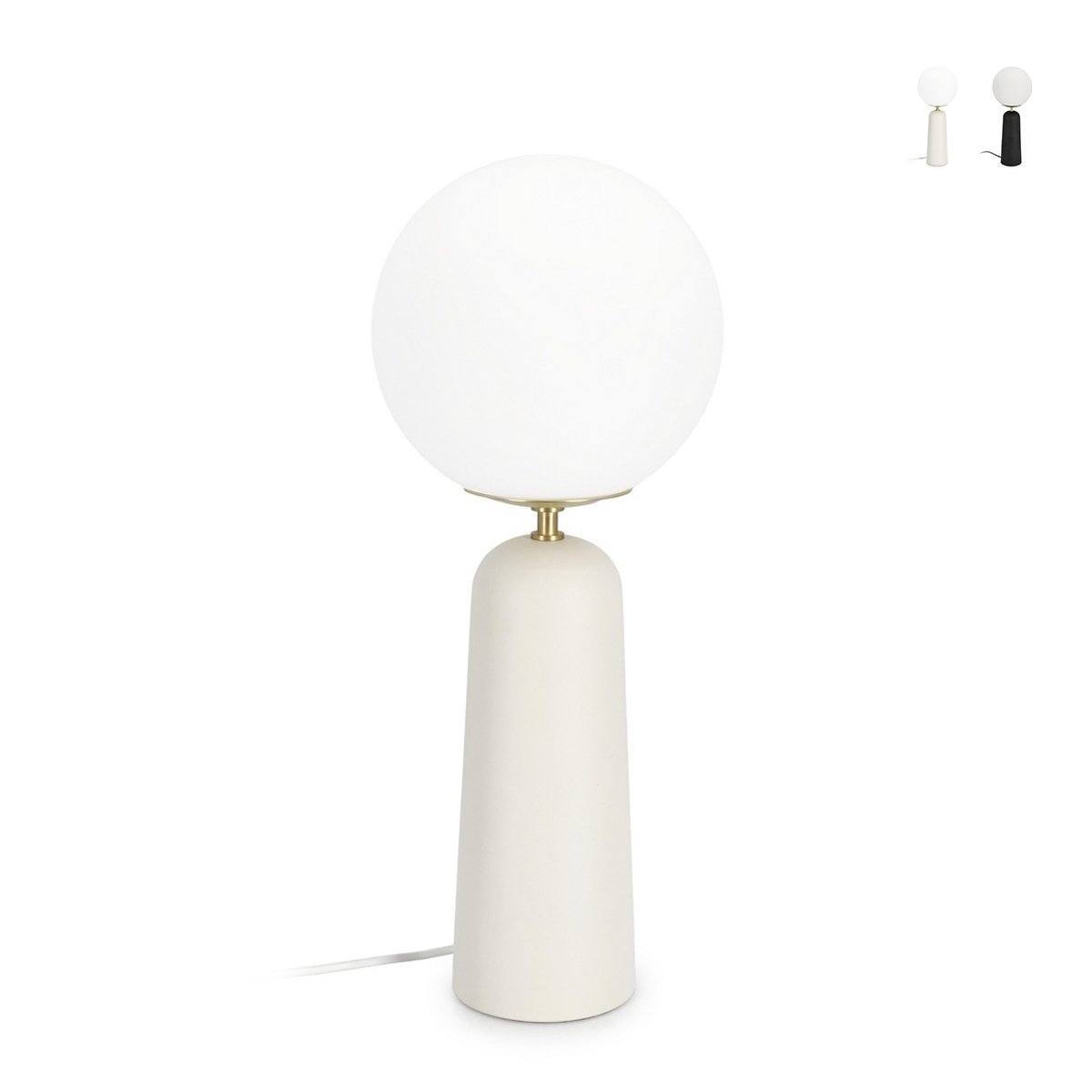 Lampe de table design moderne abat-jour rond en verre dépoli Delphine Promotion Lampe de table design moderne abat-jour rond en verre dépoli Delphine Promotion
