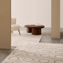 Tappeto per salotto con fantasia a cerchi crema giallo 200x290cm Zina Offerta