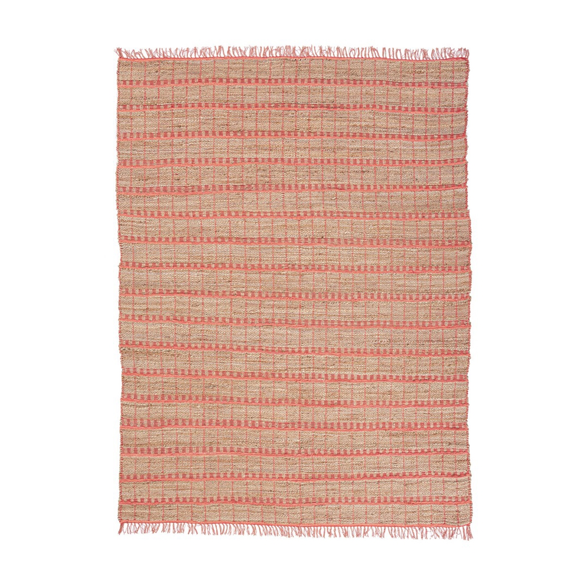 Tapis de salon 160x230 cm en jute et coton rose fait main Ruanda Promotion Tapis de salon 160x230 cm en jute et coton rose fait main Ruanda Promotion