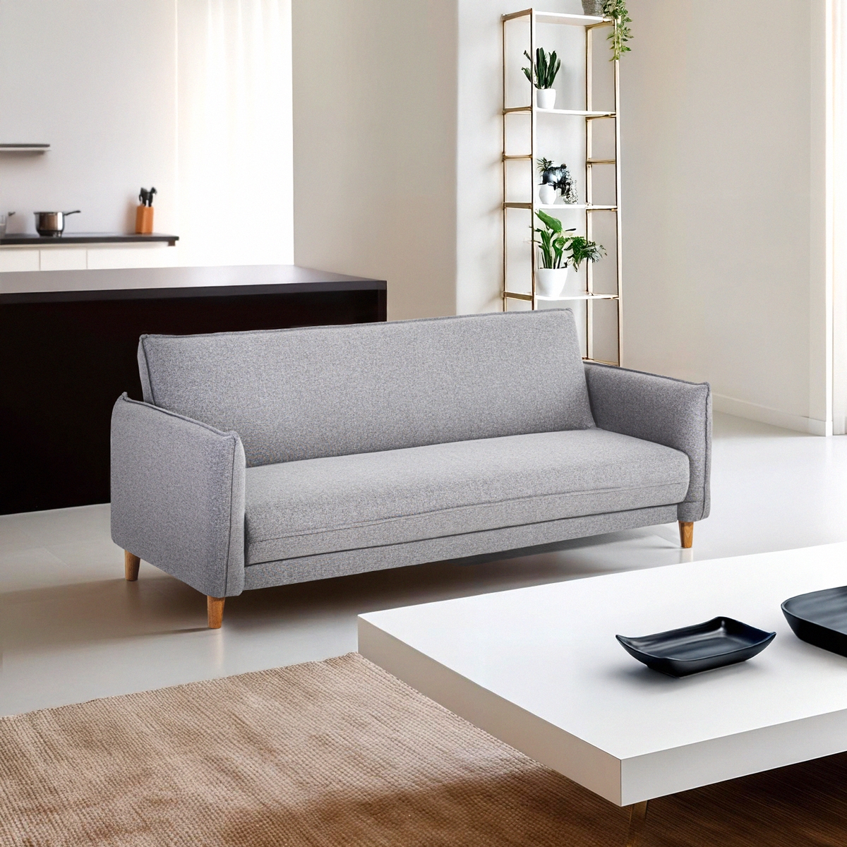 Canapé-lit 3 places inclinable clic-clac en tissu beige Gamma Promotion Canapé-lit 3 places inclinable clic-clac en tissu beige Gamma Promotion
