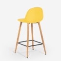 Sgabello alto da bar cucina stile nordico in tessuto con schienale Shona Offerta