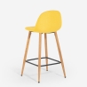 Sgabello alto da bar cucina stile nordico in tessuto con schienale Shona Offerta