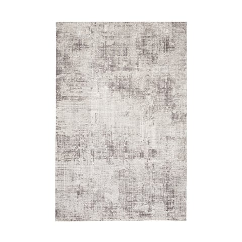 Tappeto salotto 155x230cm moderno ciniglia poliestere grigio argento Suri Promozione