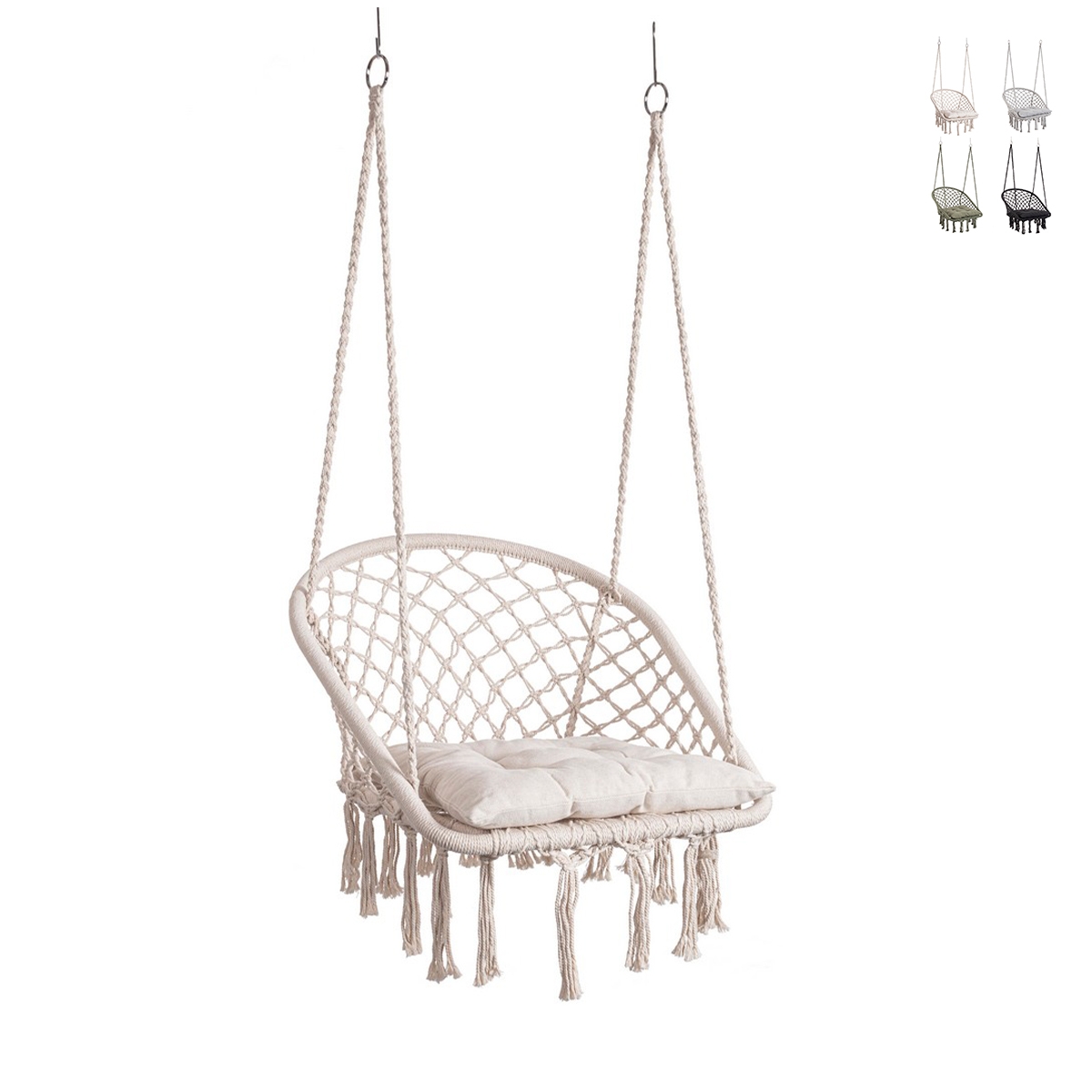 Poltrona sospesa amaca da giardino con cuscino 88x130cm Javier Promozione Poltrona sospesa amaca da giardino con cuscino 88x130cm Javier Promozione