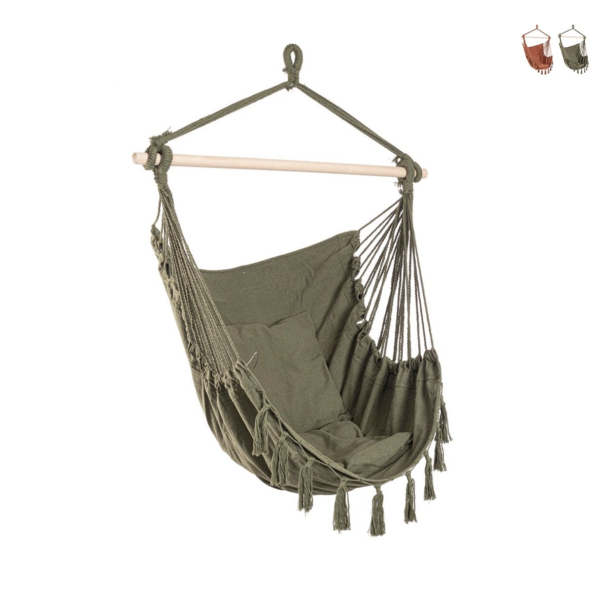 Fauteuil hamac de jardin en tissu avec coussin 100x130cm Juan Promotion Fauteuil hamac de jardin en tissu avec coussin 100x130cm Juan Promotion