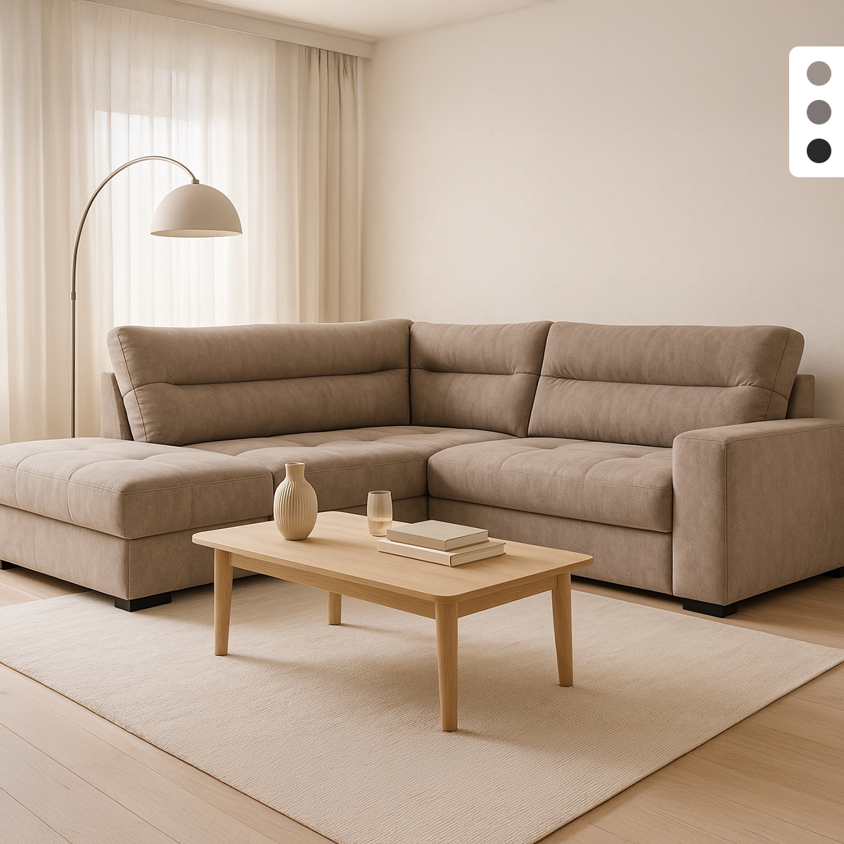 Moderner 3-Sitzer Ecksofa aus Stoff mit linker Ottomane Mello Aktion Moderner 3-Sitzer Ecksofa aus Stoff mit linker Ottomane Mello Aktion