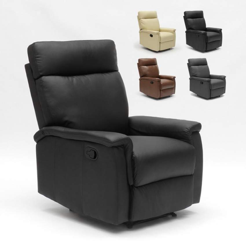 Poltrona Relax Reclinabile con Poggiapiedi in Similpelle Design Aurora Poltrona Relax Reclinabile con Poggiapiedi in Similpelle Design Aurora