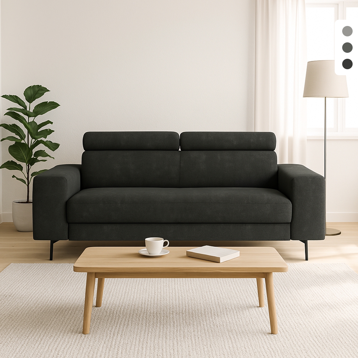 3-Sitzer Sofa modernes Design mit verstellbarer Kopfstütze Rouna Aktion 3-Sitzer Sofa modernes Design mit verstellbarer Kopfstütze Rouna Aktion