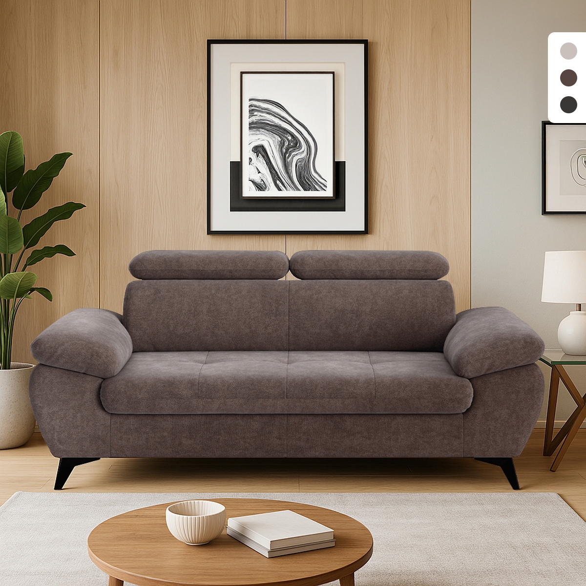 Canapé moderne 2 places en tissu avec appui-tête réglable Savi Promotion Canapé moderne 2 places en tissu avec appui-tête réglable Savi Promotion