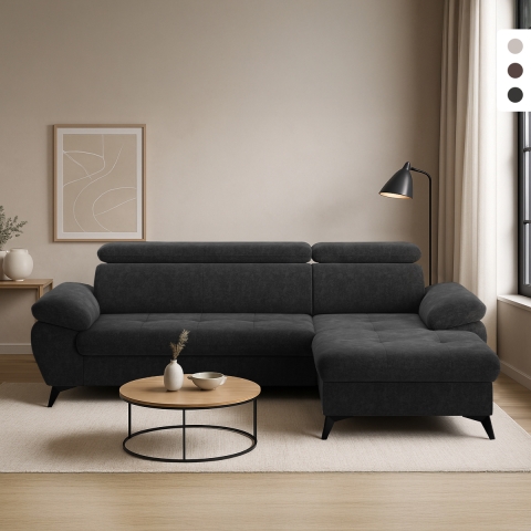 Divano letto con penisola contenitore destra poggiatesta regolabile Zuna Promozione