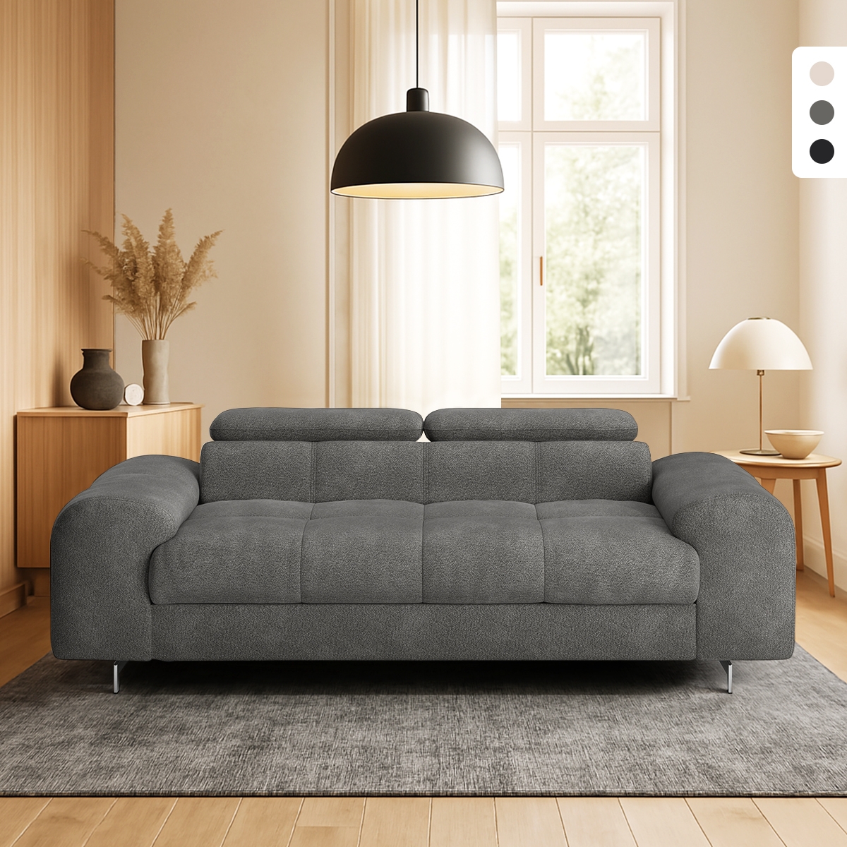 Divano 3 posti di design moderno con poggiatesta regolabile Felon Promozione Divano 3 posti di design moderno con poggiatesta regolabile Felon Promozione