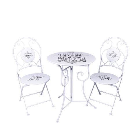 Ensemble table blanche avec 2 chaises pliantes d'extérieur Le Regole della Colazione Promotion