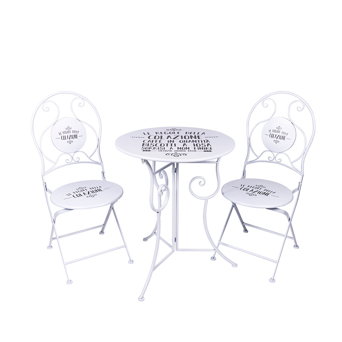 Ensemble table blanche avec 2 chaises pliantes d'extérieur Le Regole della Colazione Promotion Ensemble table blanche avec 2 chaises pliantes d'extérieur Le Regole della Colazione Promotion