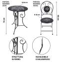Ensemble table et 2 chaises pliantes d'extérieur en fer noir Pausa Perfetta Caractéristiques