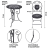 Ensemble table et 2 chaises pliantes d'extérieur en fer noir Pausa Perfetta Caractéristiques