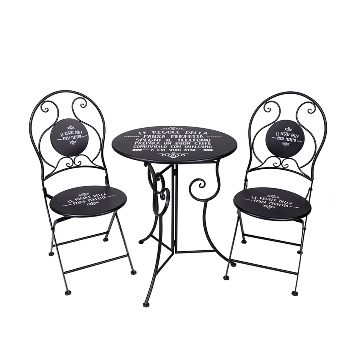Ensemble table et 2 chaises pliantes d'extérieur en fer noir Pausa Perfetta Promotion Ensemble table et 2 chaises pliantes d'extérieur en fer noir Pausa Perfetta Promotion
