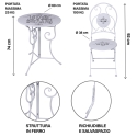 Ensemble table blanche avec 2 chaises pliantes d'extérieur Le Regole della Colazione Dimensions