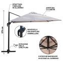 Ombrellone da giardino 3x3 in alluminio a palo laterale girevole Deluxe Catalogo