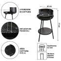Barbecue à charbon avec grille réglable ronde Ø 38 cm Grato Caractéristiques