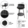 Barbecue à charbon avec grille réglable ronde Ø 38 cm Grato Caractéristiques
