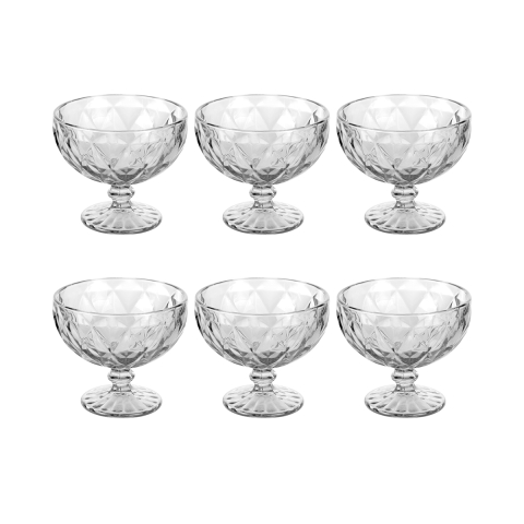 Set aus 6 Eisschalen 400ml aus klarem Glas Elizabeth Aktion
