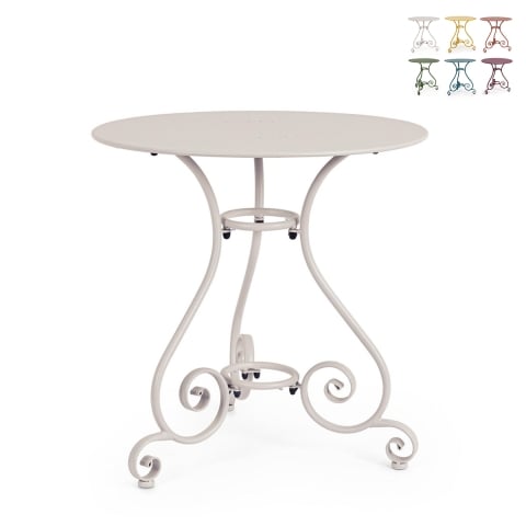 Tavolo da esterno rotondo 70cm a 3 gambe shabby chic Etienne Promozione