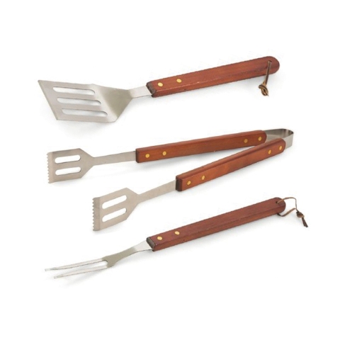 3-teiliges Grillbesteck-Set aus Edelstahl und Holz Firao Aktion