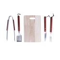 Set mit 4 Grillwerkzeugen aus Edelstahl und Holzschneidebrett Pyros Verkauf