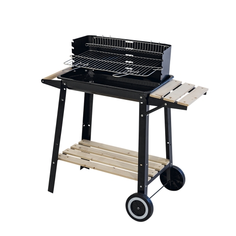 Holzkohlegrill mit Rädern und verstellbarem Grillrost 48x28cm Noxor Aktion
